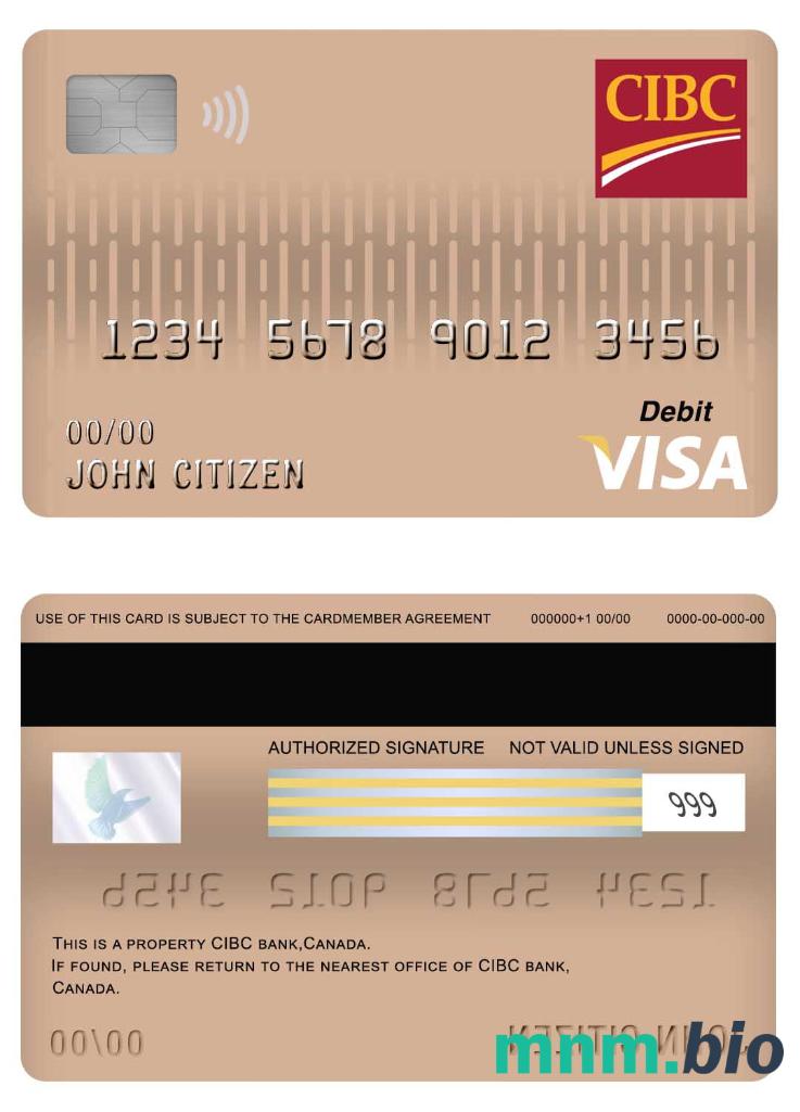 Canada CIBC bank visa debet karta przykład w formacie PSD